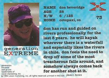 1994 Vision Generation Extreme #73 Don Beveridge Back